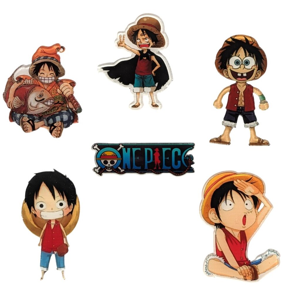 Kawaii One Piece Anime Acrylic Pins Set of 6 NEW
